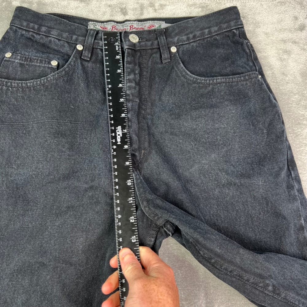 Boom Boom High Rise Mom Jeans Womens 15/16 Black Solid 100% Cotton Denim Vintage - Picture 10 of 15